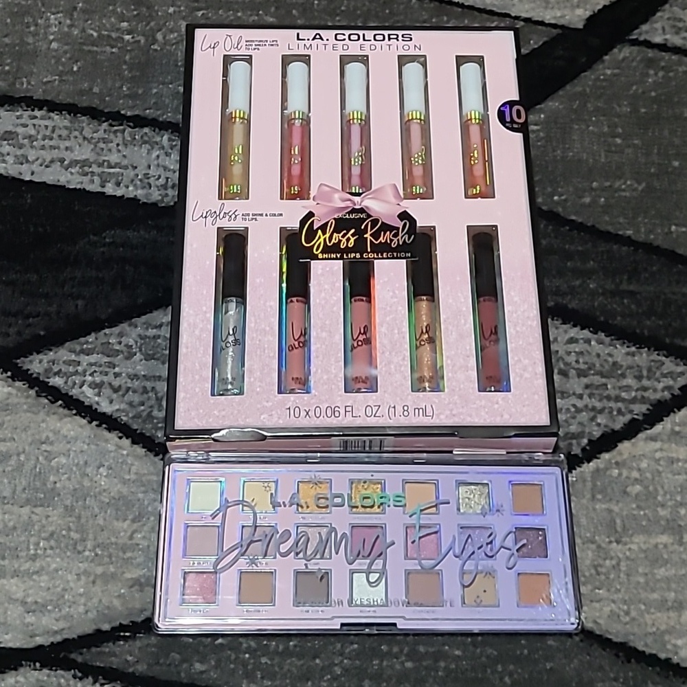 LIMITED EDITION L.A COLORS LIP OIL & GLOSS DREAMY EYE SHADOW PLALETTE BU…